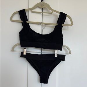 Black Ribbed Women's Intimate Set